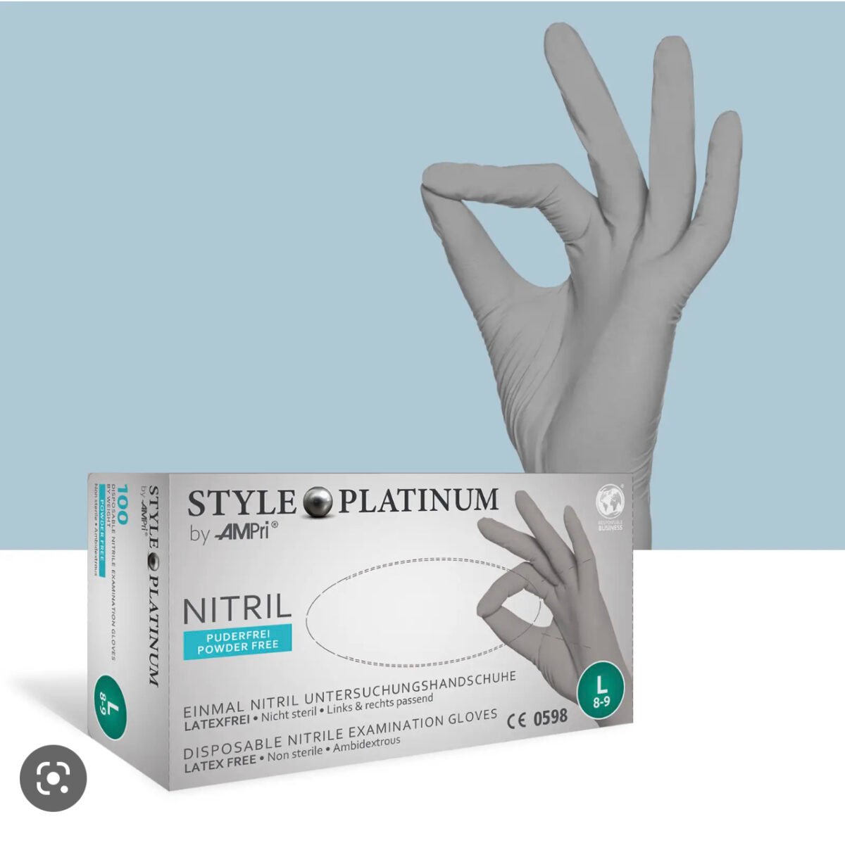 Nitrile gloves, silver-grey (PLATINUM), powder free