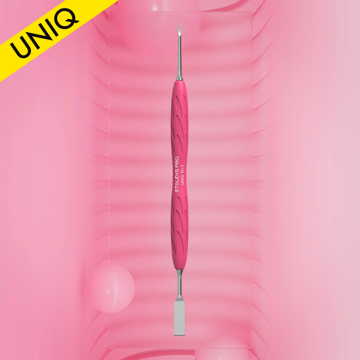 Manicure Pusher Gummy With Silicone Handle UNIQ 11 TYPE 1 (Straight Flat And Loop Pusher)