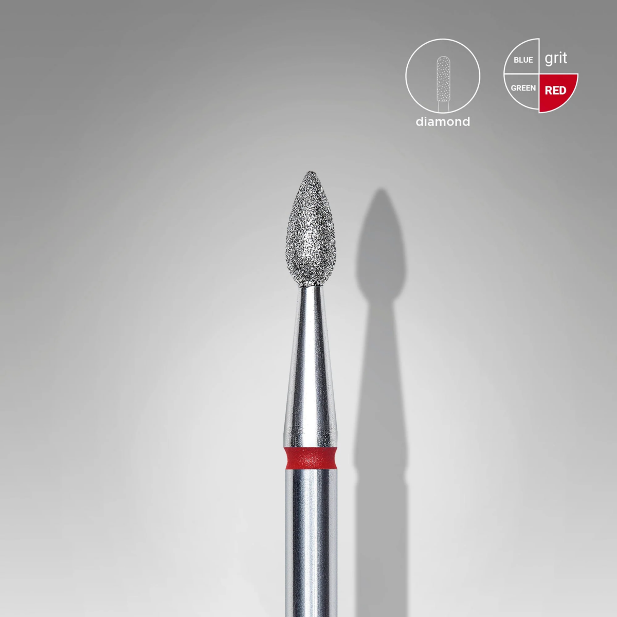 Diamond Nail Drill Bit Drop Red EXPERT Head Diameter 2,3 Mm / Working Part 5 Mm