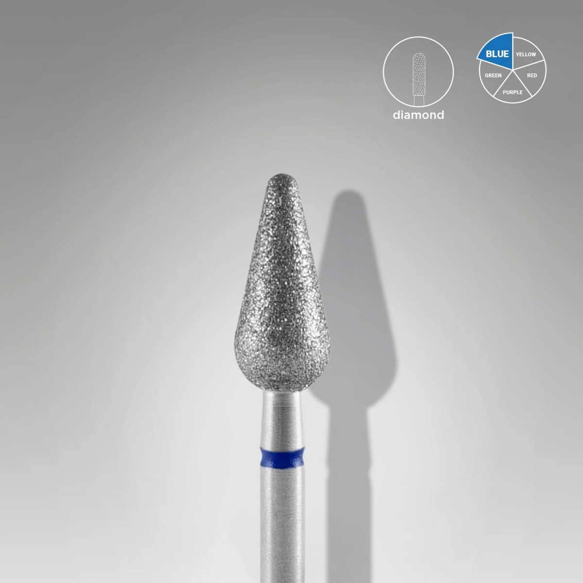 Diamond Nail Drill Bit Rounded Pear Blue EXPERT Head Diameter 5 Mm / Working Part 12 Mm