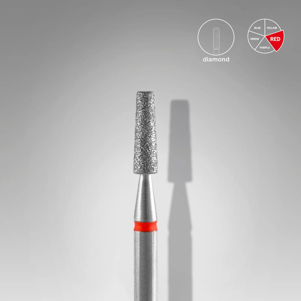 Diamond Nail Drill Bit Frustum Red Head Diameter 2,5 Mm / Working Part 8 Mm