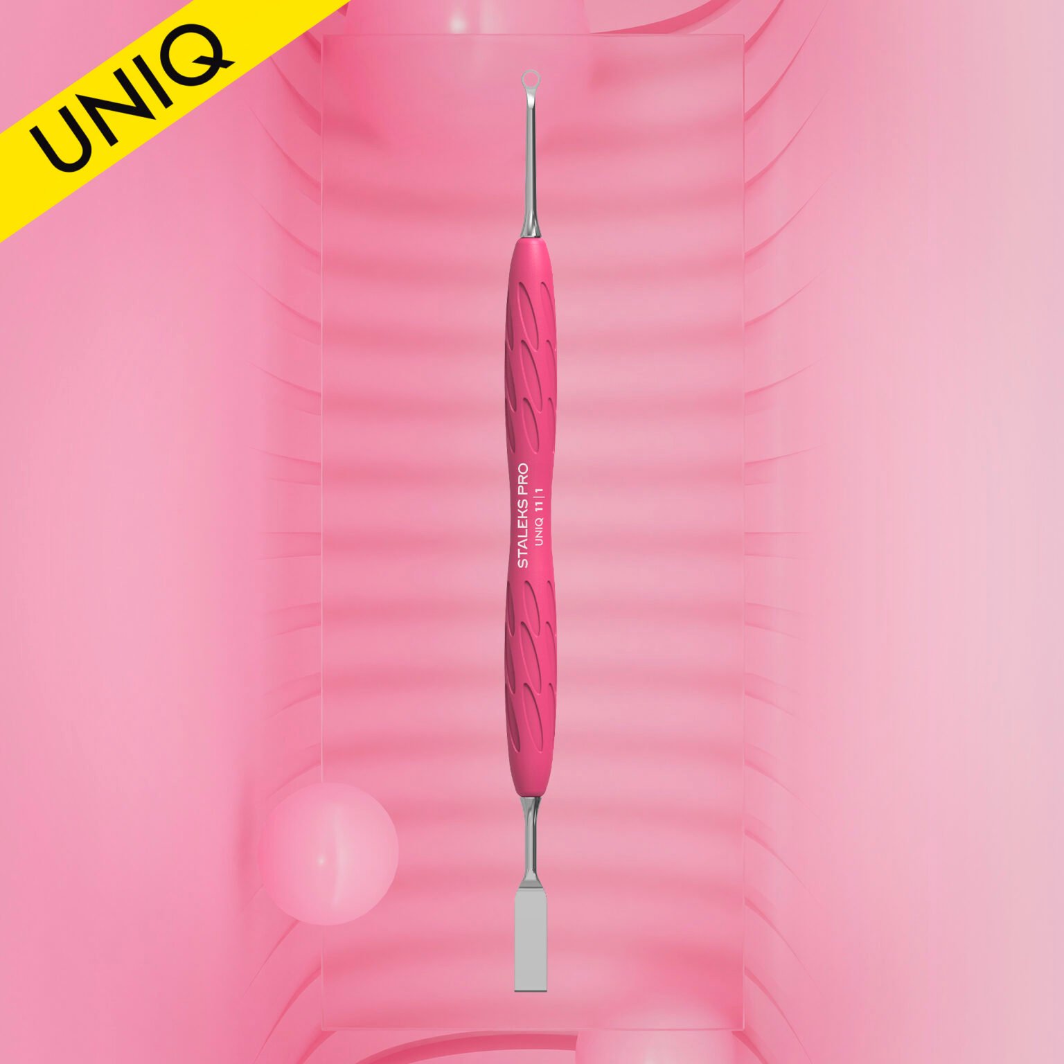 IMG_2046 Manicure pusher Gummy with silicone handle UNIQ 11 TYPE 1 (straight flat and loop pusher) - Image 1