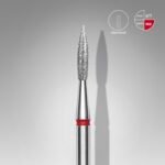 Diamond nail drill bit pointed flame red EXPERT head diameter 2,3 mm / working part 8 mm