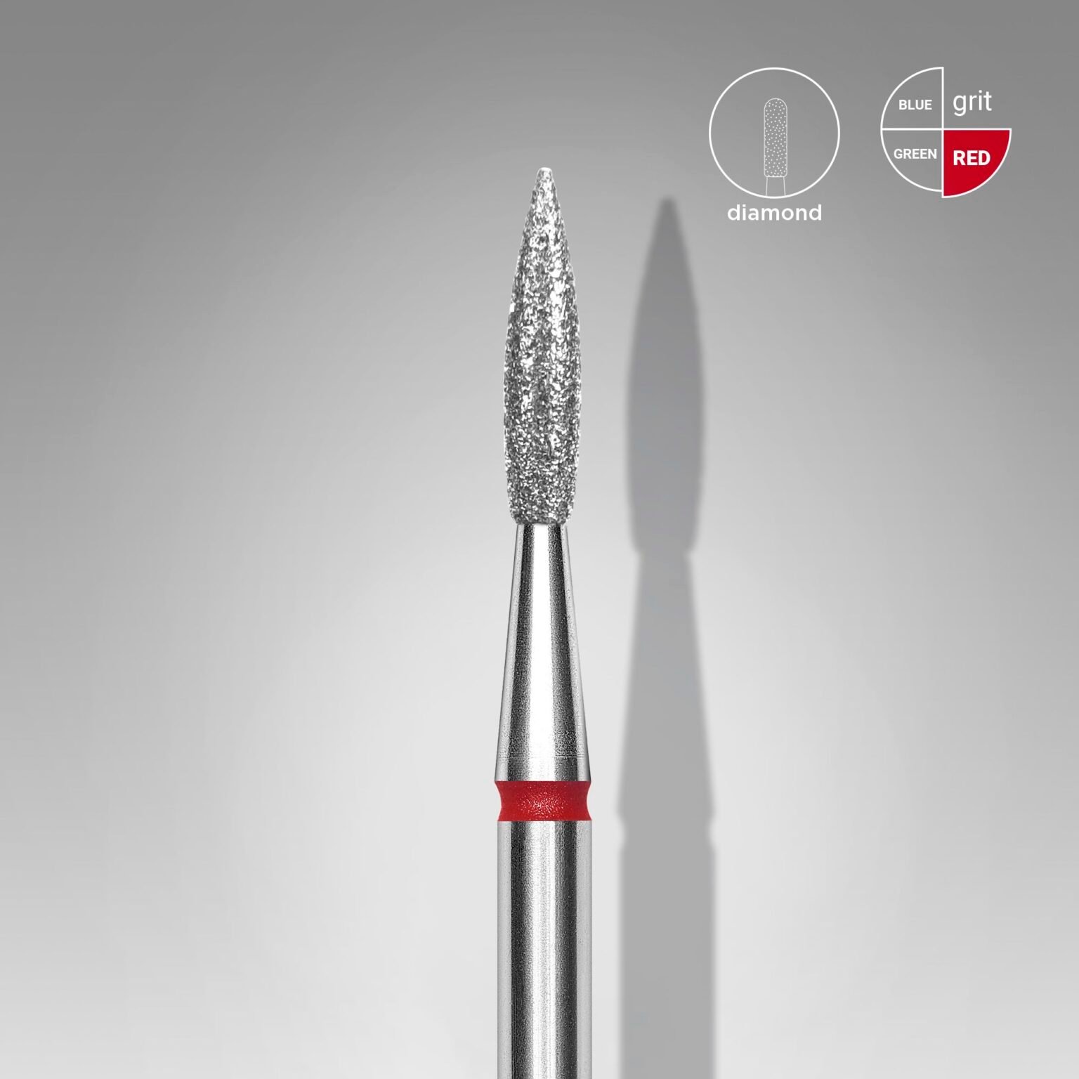 IMG_2622 Diamond nail drill bit pointed flame red EXPERT head diameter 2,3 mm / working part 8 mm - Image 1