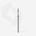 Diamond nail drill bit pointed flame red EXPERT head diameter 2,3 mm / working part 8 mm - Image 2