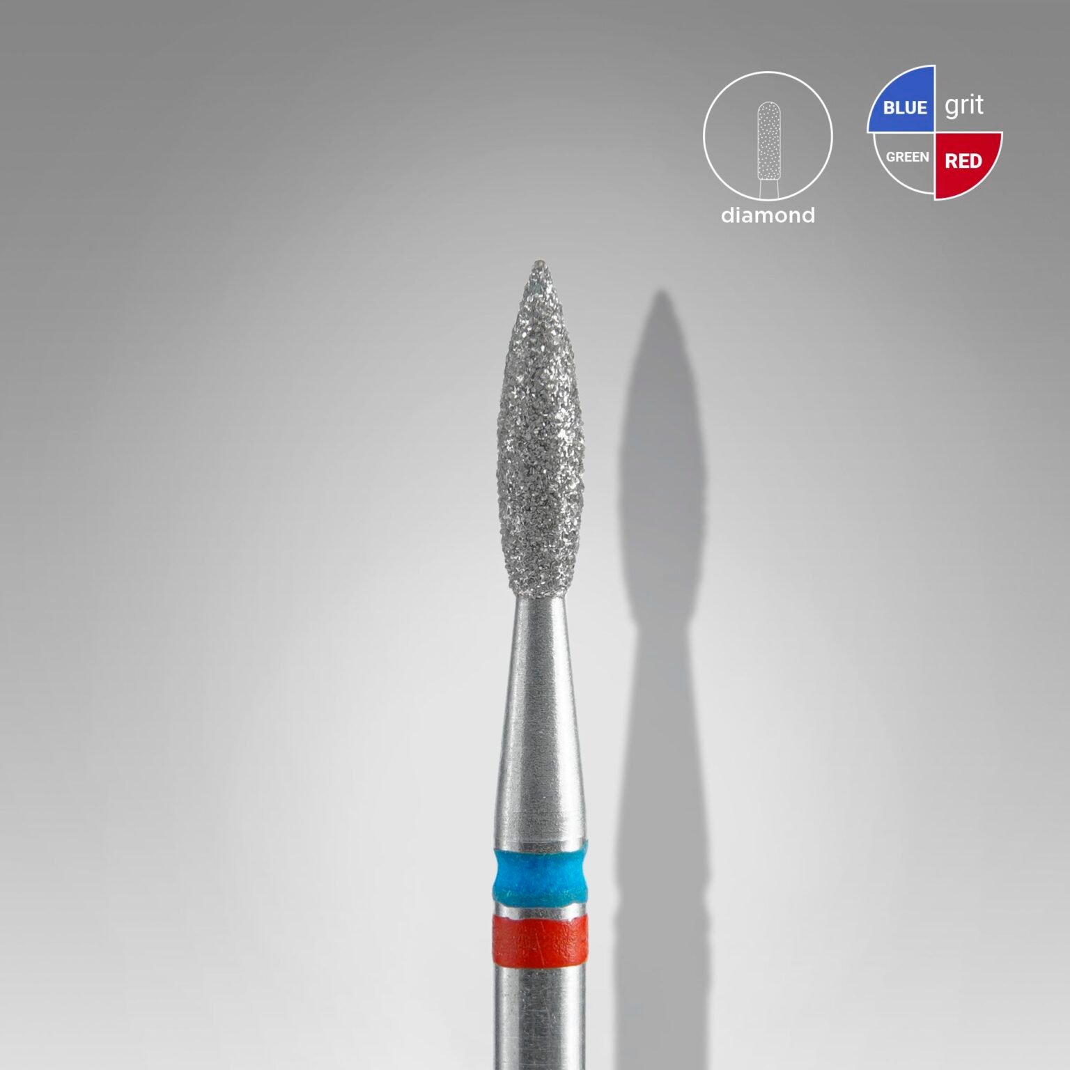 IMG_2646 Diamond nail drill bit DUO flame red-blue EXPERT head diameter 2,1 mm / working part 8 mm - Image 1